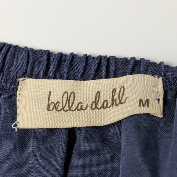 Bella Dahl Navy Star Print Frayed Off Shoulder Blouse Size M NWT - Picture 4 of 8